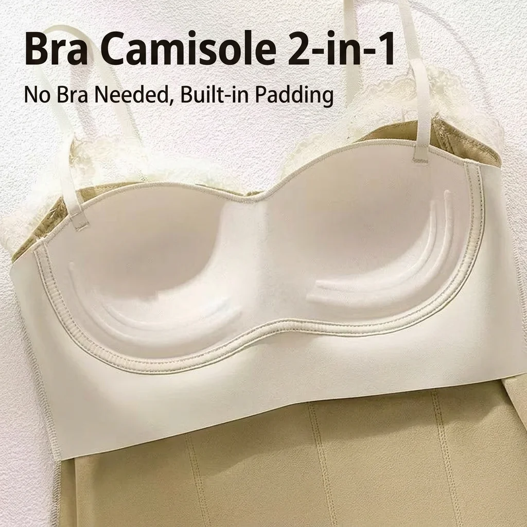 Wireless Slimming Camisole Supportive Adjustable Strap Camisole Tank Top Sexy Camisole With Chest Pads For Denim Jackets Home