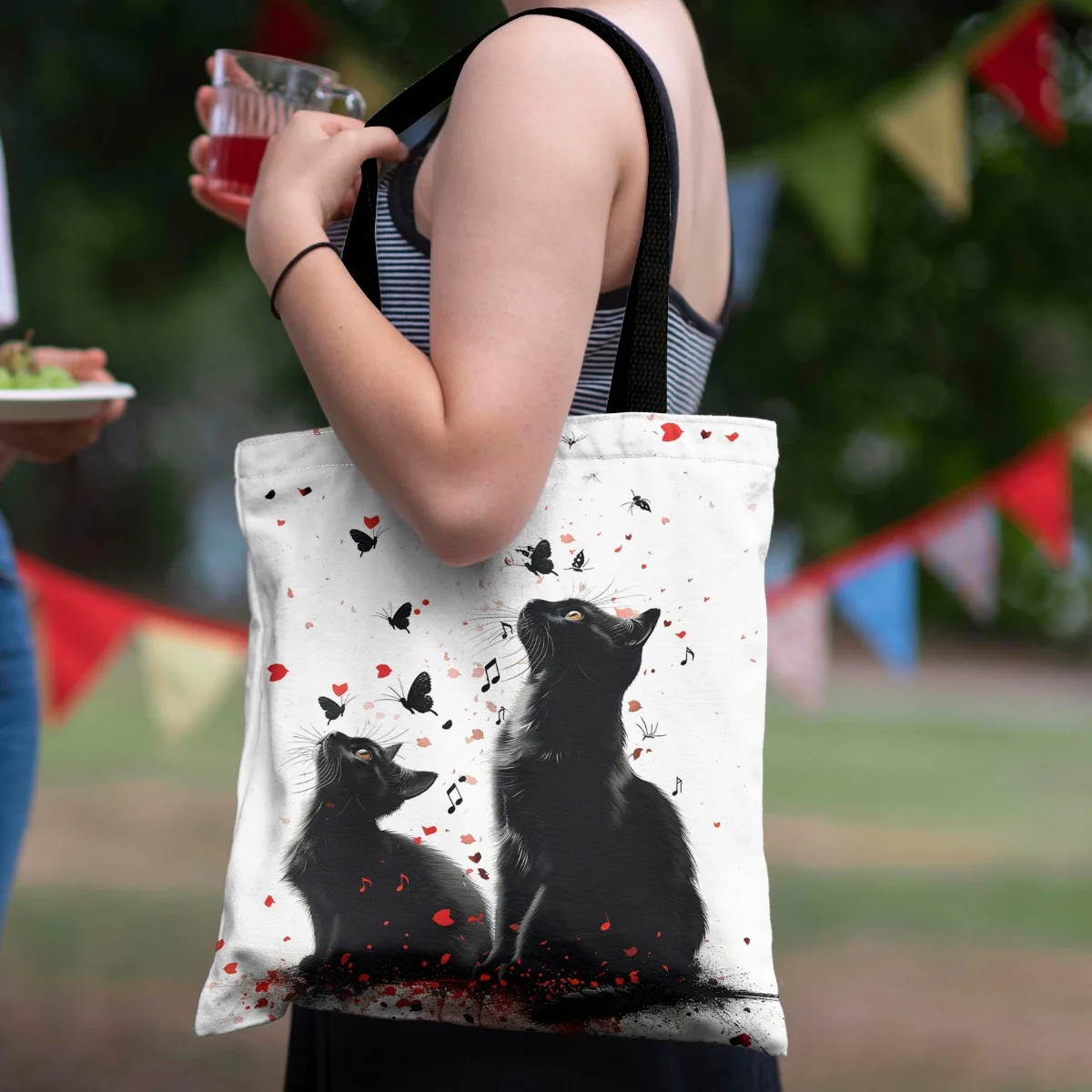 1pc Women' Cat-Themed Foldable Tote Bag Suitable for Travel & Daily Use - Spacious Cute Kitten Carrier