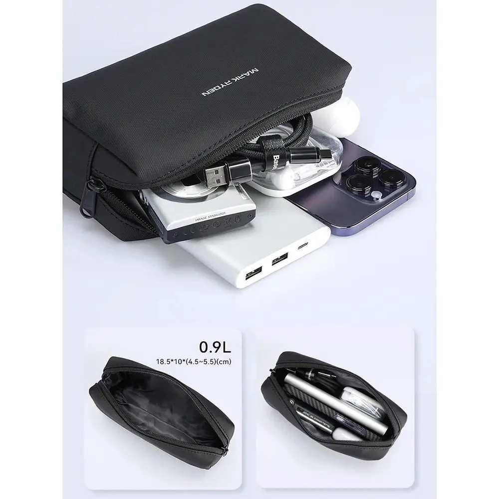 Trendy Durable Travel Toiletry Bag Waterproof Casual Men's Business Trip Bag Portable Broken-resistant USB Data Cable Organizer