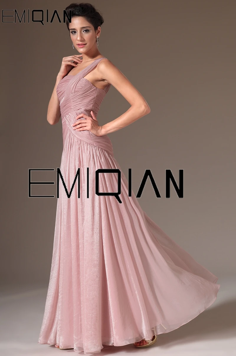 One Shoulder Dusty Pink Chiffon Evening Dress Mermaid Long Formal Party Dress