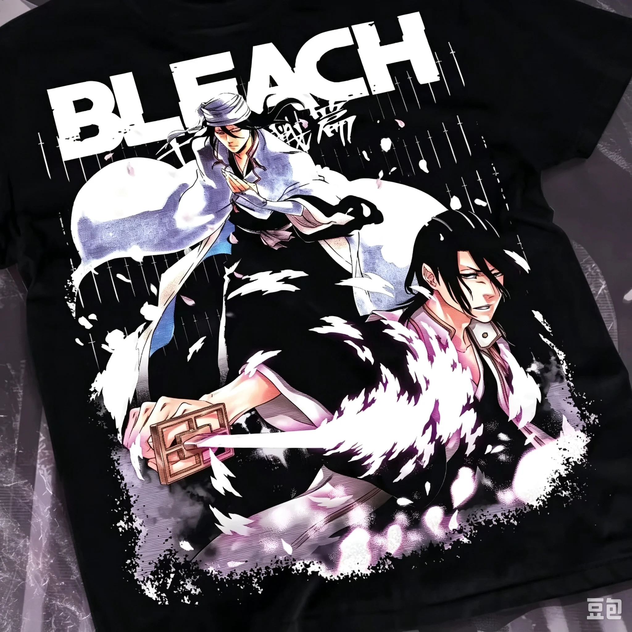BLEACH Byakuya Kuchiki Anime T‑Shirt Vintage Cherry Blossom Manga Print Short Sleeve Oversized Unisex Casual Streetwear Tops