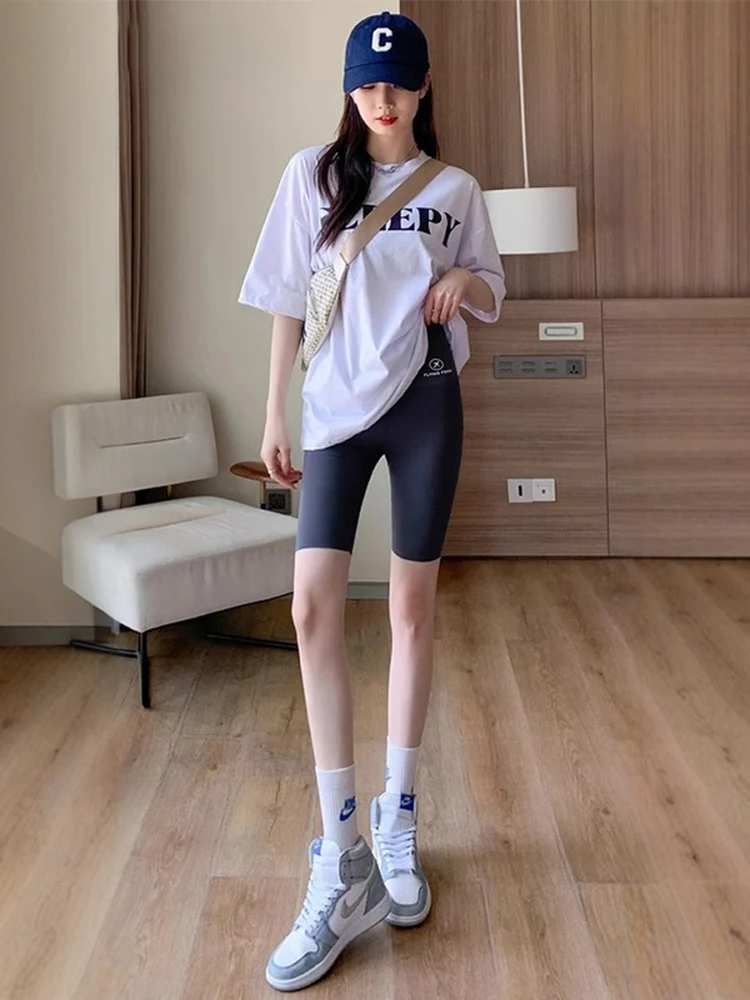 

Брюки из ледяного шелка, женские летние тонкие брюки с высокой талией, подтягивающие ягодицы, повседневные брюки из кожи пяти четвертей