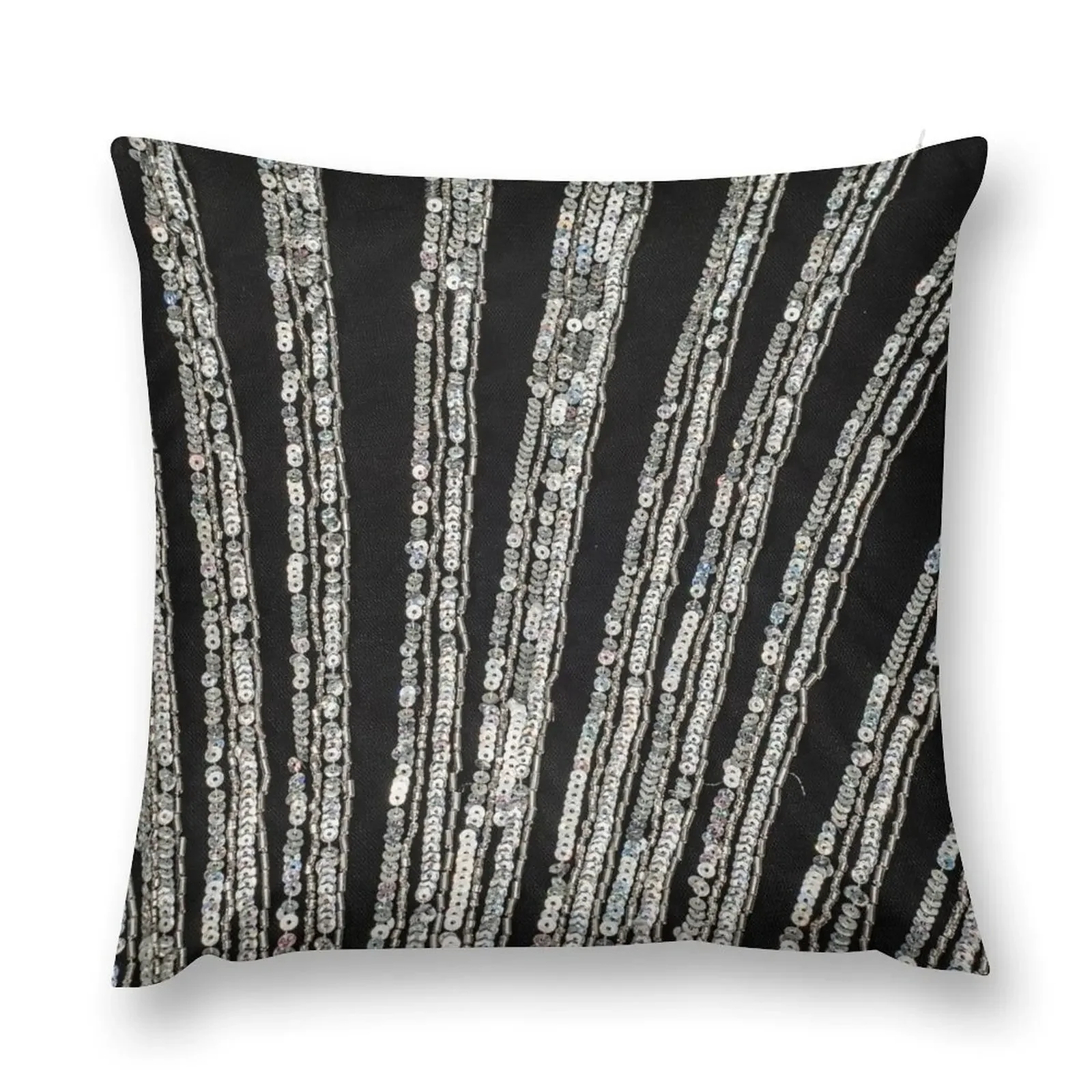 

Silver and Black Sequins photo Throw Pillow christmas ornaments 2025 Cushion Cover pillow