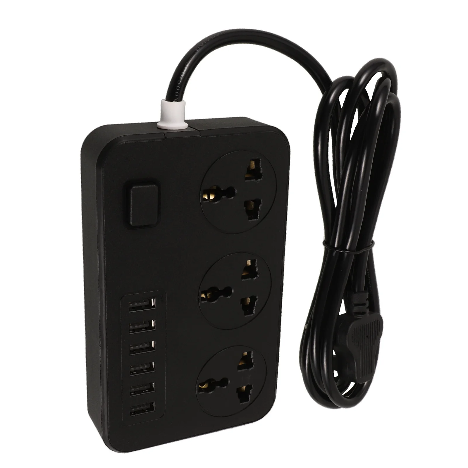 

Black Extension Cord with USB Charging Outlets Space Saving Flat Power Strip for Home Office Electrical Outlet Extender Modern