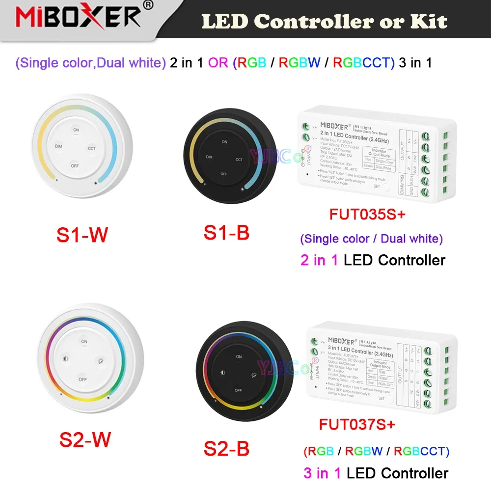 Miboxer RGB/RGBW/RGB+CCT 3in 1 2.4G Sunrise Remote Rainbow dimmer Switch Single color/CCT 2 in 1 LED Strip Lamp Bulb Controller