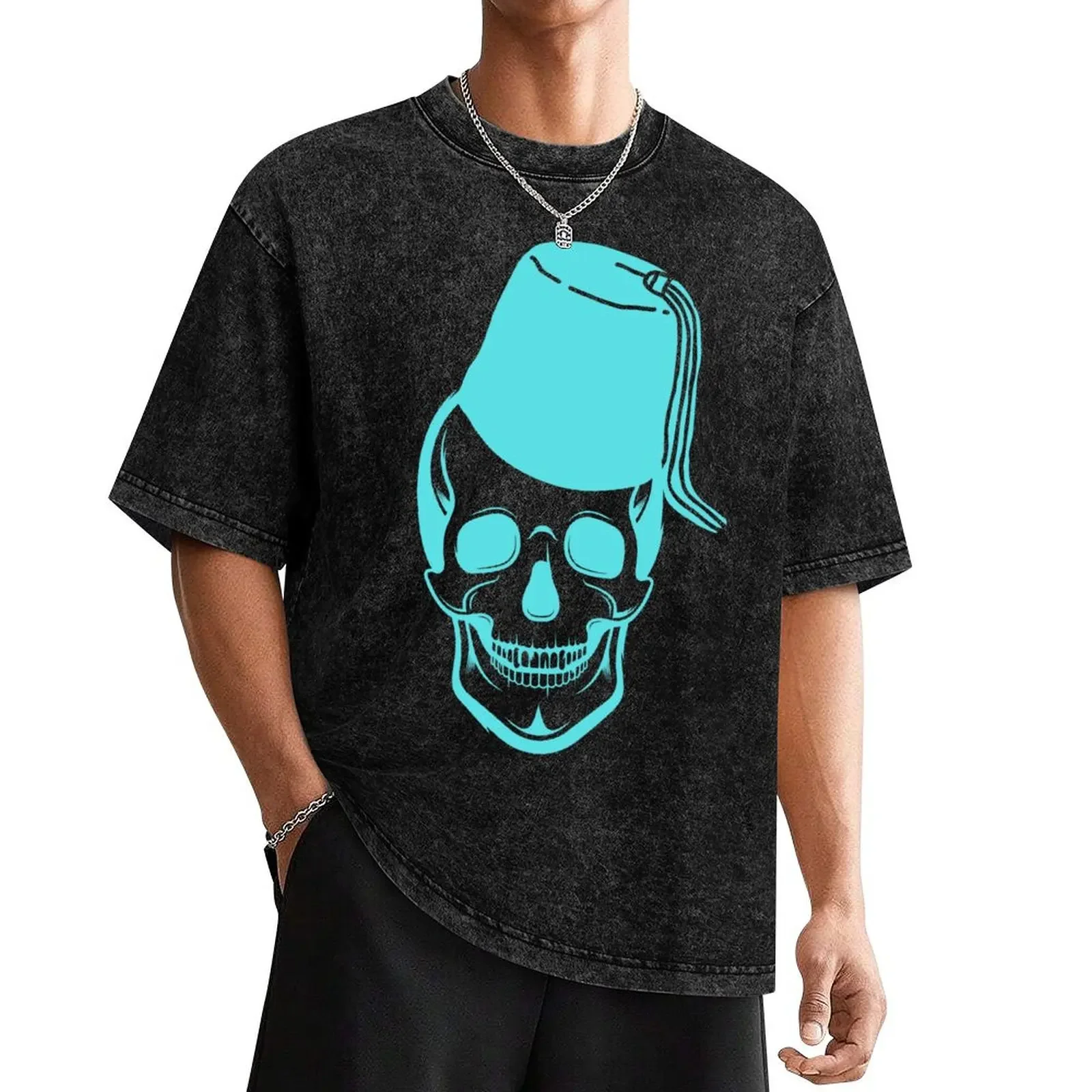 

Blue Halloween skull with Arabic touch, Jazzberry Jam background T-Shirt customs design your own summer tops customs men t shirt