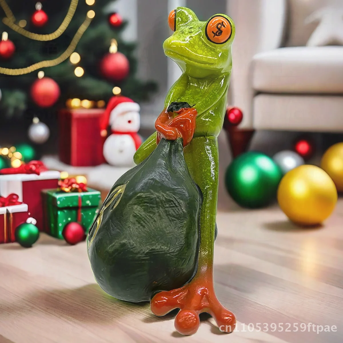 Nordic Style Resin Money Bag Decorative Ornaments Green Dollar Frog Creative Shop Gift Small Craft Model