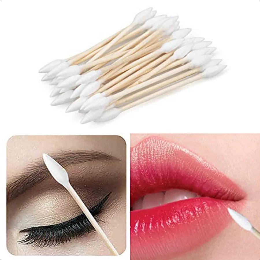 2500 шт. деревянные ватные палочки с двойными заостренными ватными палочками, 25 упаковок, 100 шт., 1 упаковка