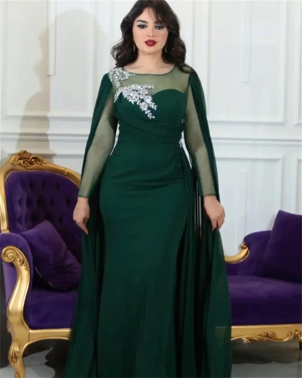 Customized Evening Gown Saudi Arabia Formal Sheer Straps Column Floor Length Skirts Vertically Bespoke Occasion Dresses Dearin Y