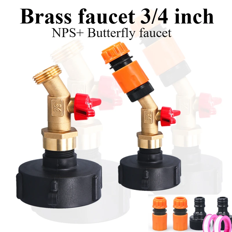 Us Gauge NPS Fine Wire Rotary Brass Faucet Valve IBC Adapter Brass Faucet 3/4 Inch Easy To Install Sunscreen Frost Resistance