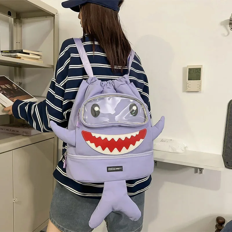 Shark Backpack Wet Dry Swimming Bag Portable Sports Travel School Backpack for Kids Boys Girls Cute Shark Bookbag