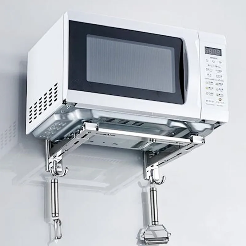 Stainless Steel Microwave Oven Bracket Wall-Mounted Kitchen Rack Telescopic Bracket Oven Rack