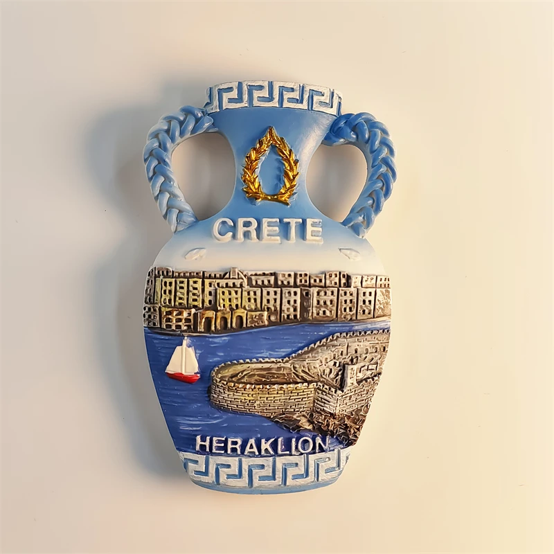 اليونان، جزيرة الخرسانة، العراقليون، إبريق الشاي الكلاسيكي، مجسمة ثلاثية الأبعاد، هدايا تذكارية للسياحة، لوحة من الراتنج، مغناطيس الثلاجة ﻿