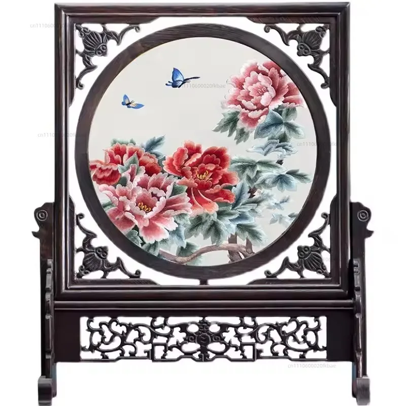 Handmade Suzhou Double-Sided Embroidery Screen - Chinese Decorative Gift for Living Room