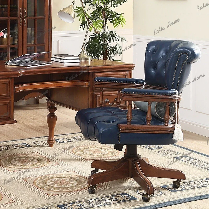 LSLifting Swivel Backrest Gaming Armchair American Solid Wood Office Chairs French Office Furniture Home Ergonomic Computer Chai