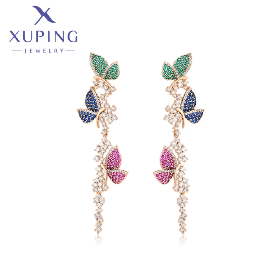 Xuping Jewelry New Fashion High Quality Circular Shape Crystal Stone Gold Color Sag Earring for Women Schoolgirl Gift X000689423