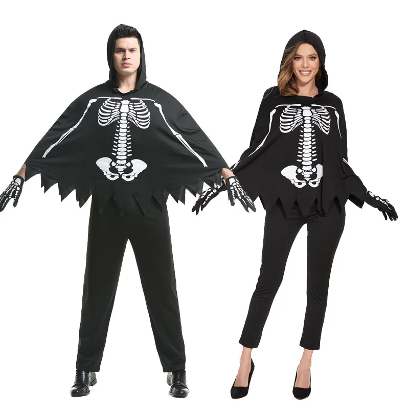 Disfraz de Cosplay para hombre y mujer, disfraz de esqueleto aterrador con estampado de zombi, máscara de zombi, Calavera, Halloween, fiesta de Carnaval