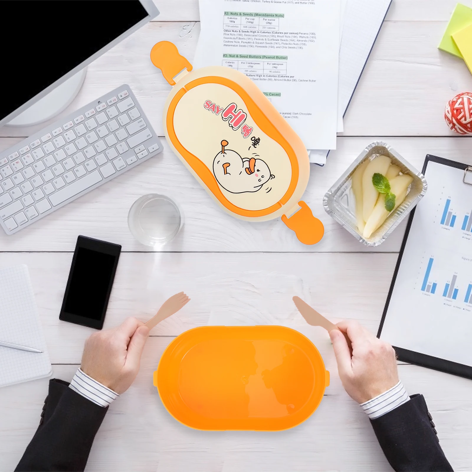 

1 pc Lunch Box Premium Food Storage Container Double Layer Leakproof Microwave Safe for Office School Picnic Nursery