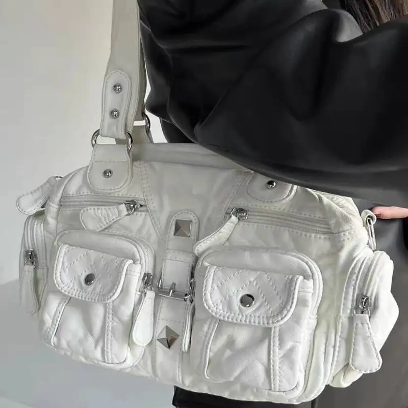 2025 New All Match Retro Simple Handbags Y2k Aesthetic Casual Office Lady Shoulder Bags Vintage Punk Pockets Underarm Bag Women