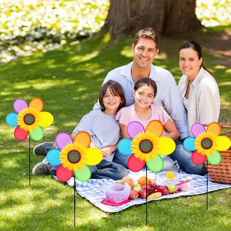 

Sunflower Wind Spinner Sunflower Windmill Wind Sculpture Rustproof Decorative Windmill Garden Stake For Patio Balcony Lawn Yard