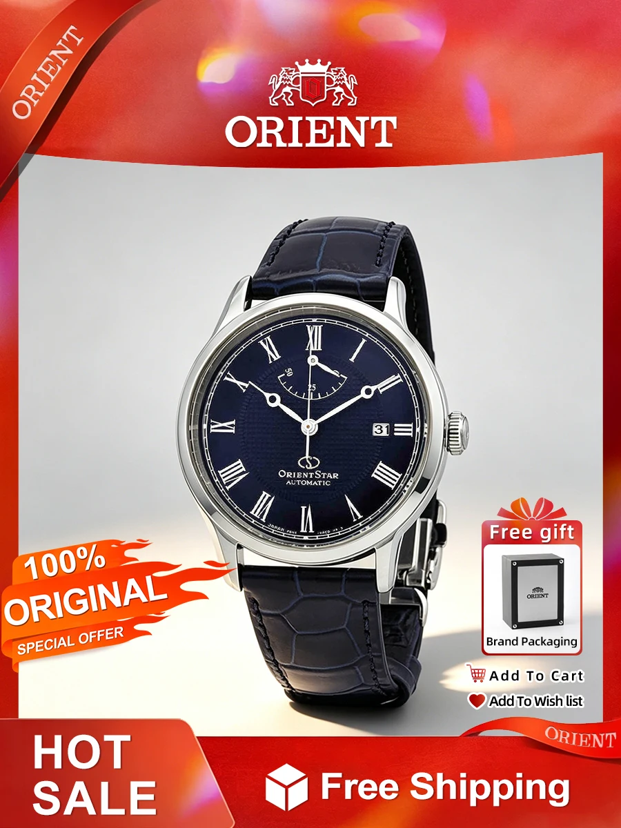 Reloj mecánico automático Orient para hombre - Reloj de pulsera de cristal de zafiro resistente al agua de 50 m de acero inoxidable estilo empresarial de lujo