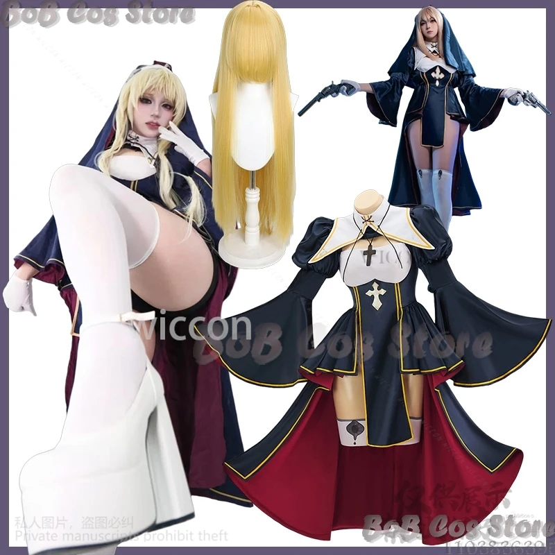 

Sexy Cartoon Japanese Girl Anime Cosplay Jirai Kei Uniform Charlotte Sister Nun Dress Dark Lolita Wig Women Comic Con Customized