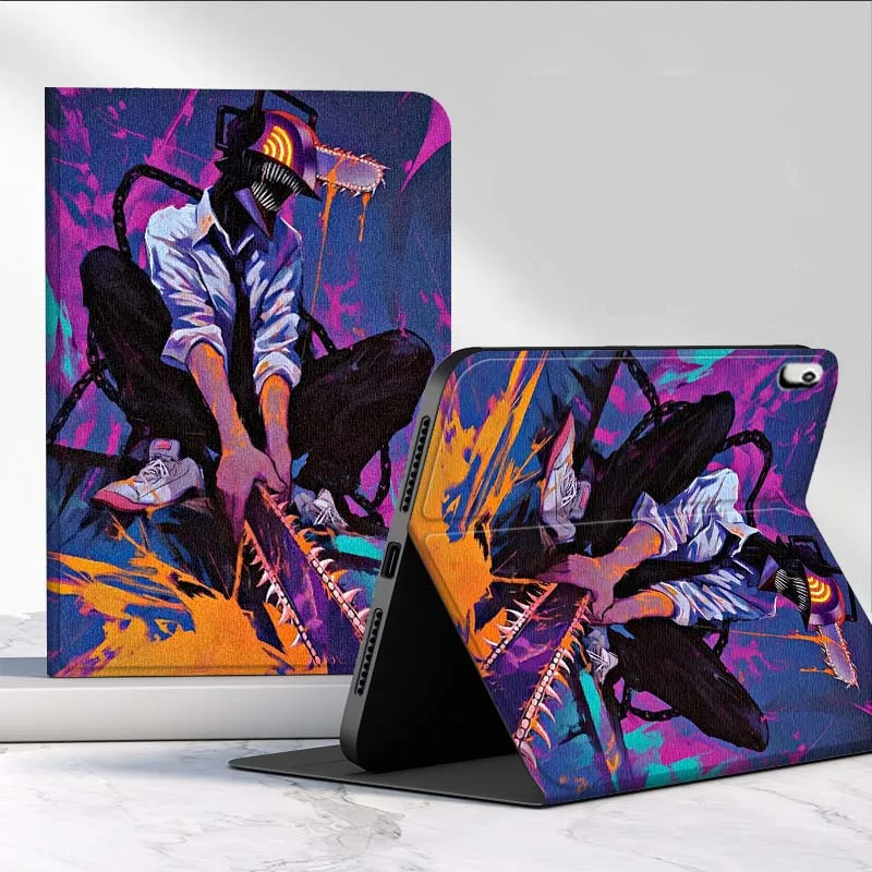 Cartoon Chainsaw Man For iPad Pro Air Mini 1 2 3 4 5 6 7 7th 8th 9th M2 10.2 9.7 10.5 10.9 11 12.9 13 Inch Tablet Case