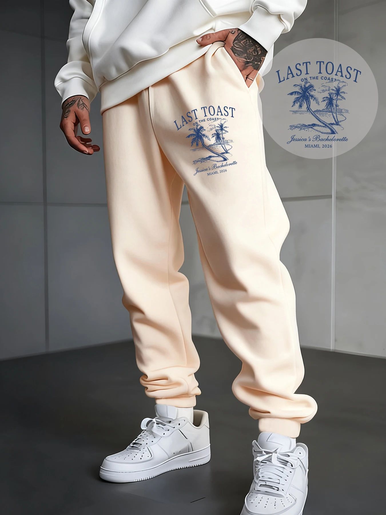 

Last Toast On The Coast Miami 2026Print Men Sweatpant Drawstring Jogging Pant Casual Pocket Clothing Fleece Autumn Trousers