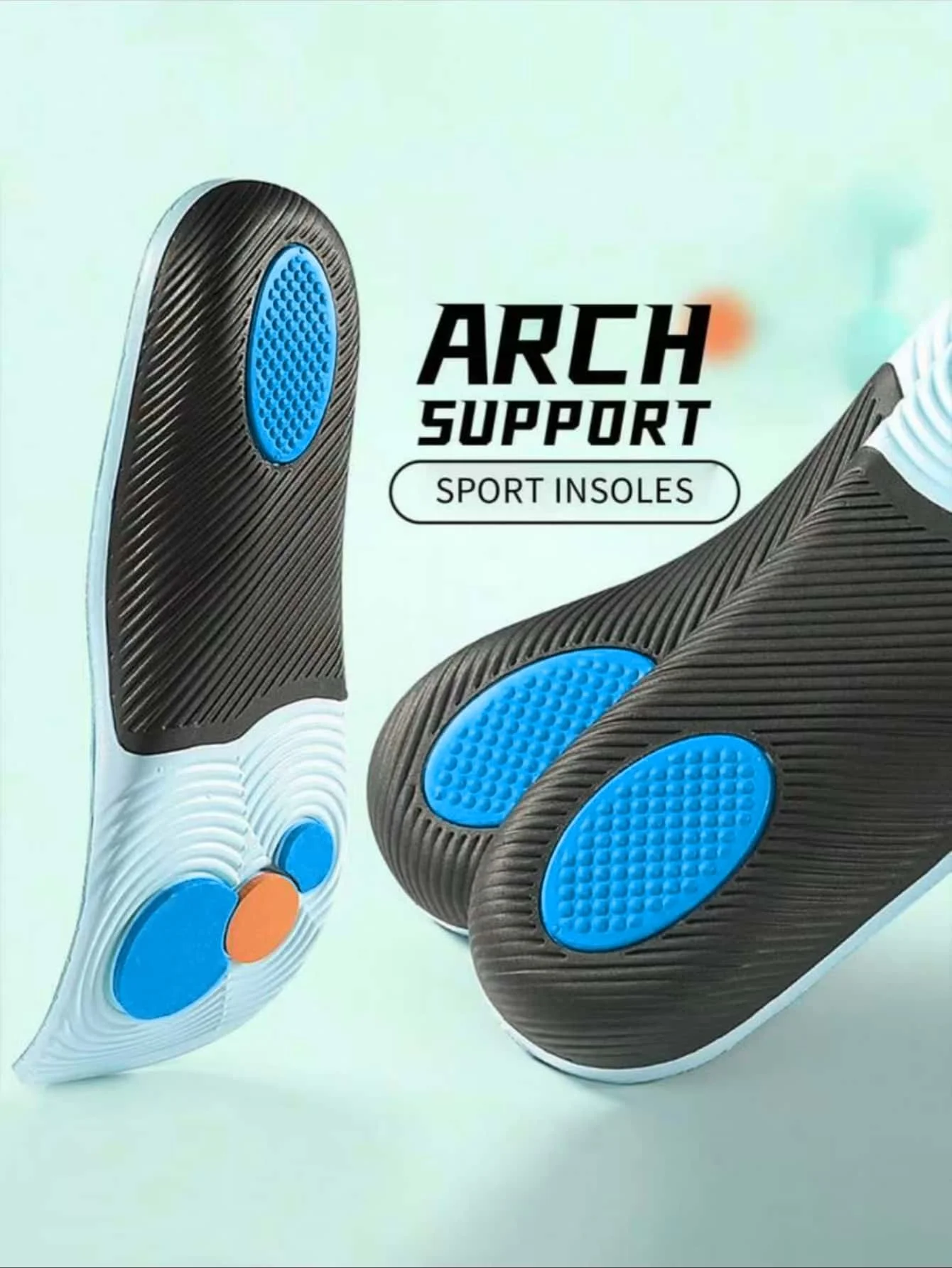 1 Pair of Sports Insoles for Men and Women Suitable for Shoe Soles (Cushioning Pads with Shock Absorption, Deodorizing, and Breathable Functions, Suitable for Running, Foot Massage, and Care)