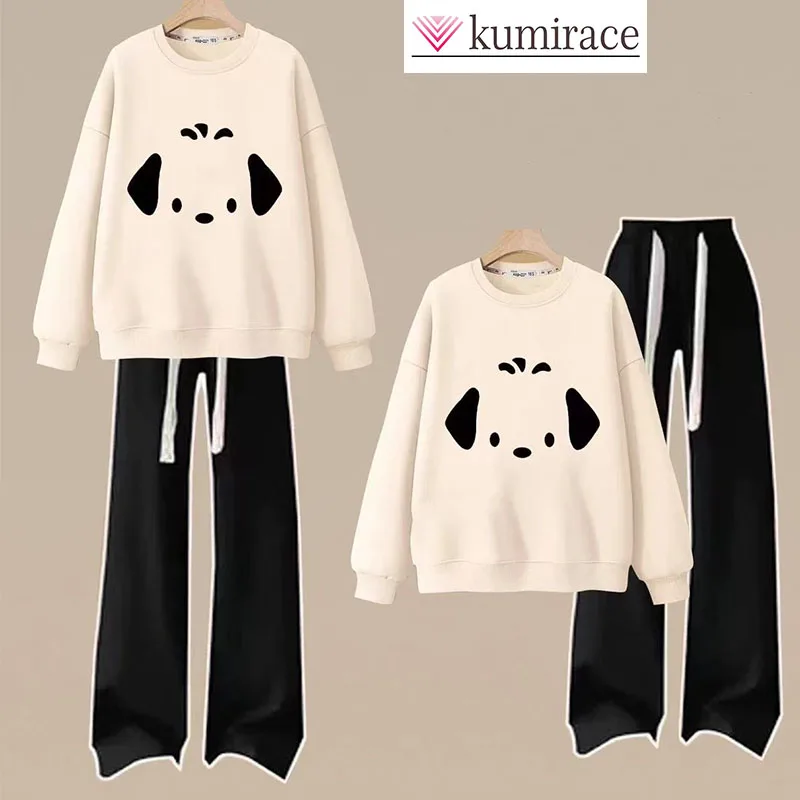 

2025 Spring and Autumn Winter Hot Selling Set Women's Loose Korean Round Neck Hoodie+Wide Leg Casual Pants Two Piece Set Pants