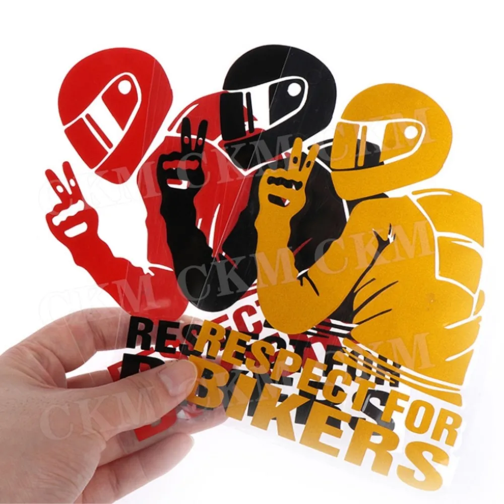 1Pc Car Window Accessories RESPECT FOR BIKERS Auto Motorcycle Vinyl Car Stickers 3D Reflective Stickers Decals For Universal