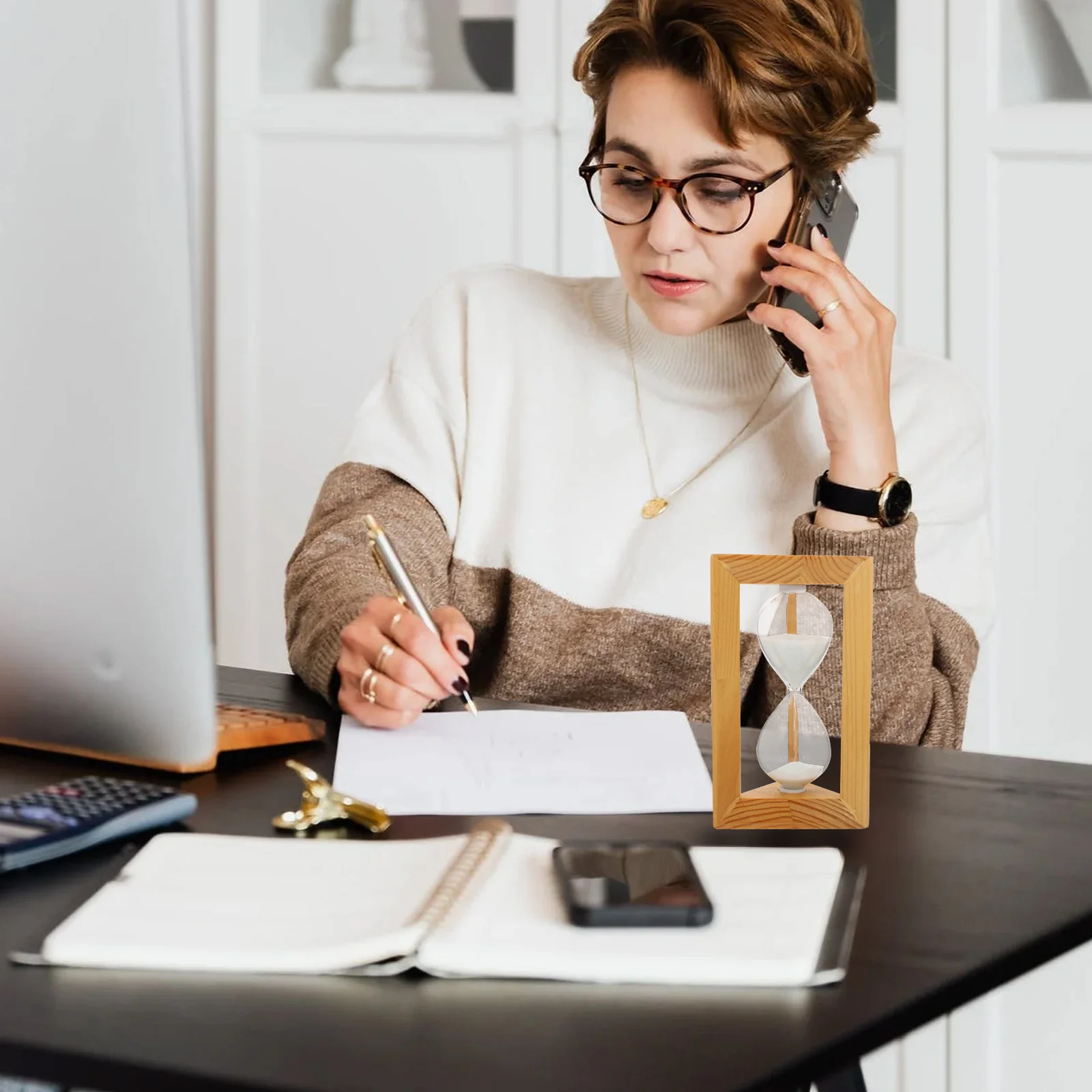 

1Pcs Wooden Glass Hourglass Decorative Timer Creative Desktop Sand Clock Home Ornament Desktop Adornment Simple Timing Tool