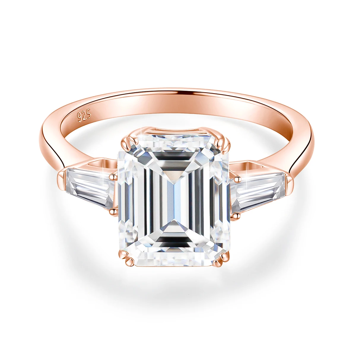 Zertifizierter 925er Silberring mit Moissanit im Smaragdschliff, 5 Karat, 9*11 mm, D-Farbe, VVS1, luxuriöser Hochzeitsschmuck für Frauen, Freundin, Geschenk. – Detail 8