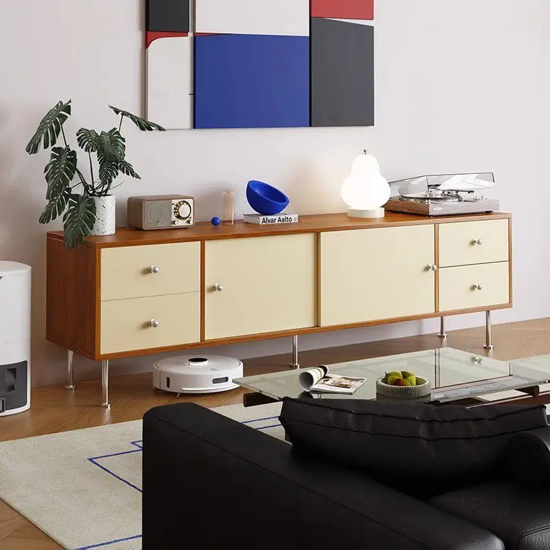 LMM simple living room against the wall integrated locker color matching creative storage retro cabinet
