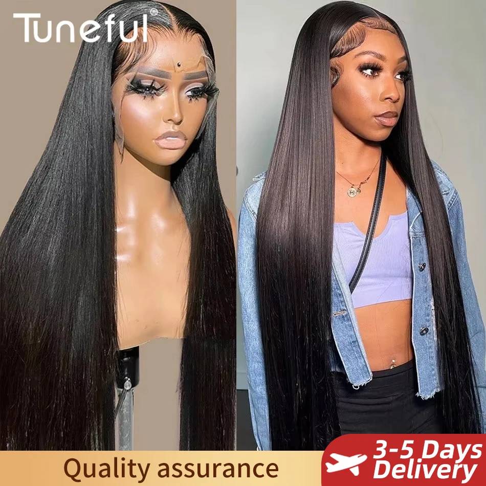 Tuneful HD Transparente Lace Frontal Perucas para Mulheres, Cabelo Humano Liso Sedoso Brasileiro, Pré Arrancado, 13x6 13x4