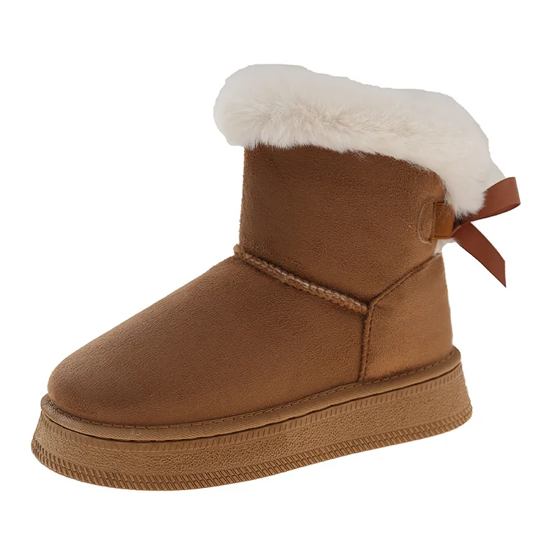 

SherpaLined Boots EasySlipOn Platform NonSkid Boots FauxFurTrim BowDetail Insulated Boots PlusSize Cozy WinterReady Shoes