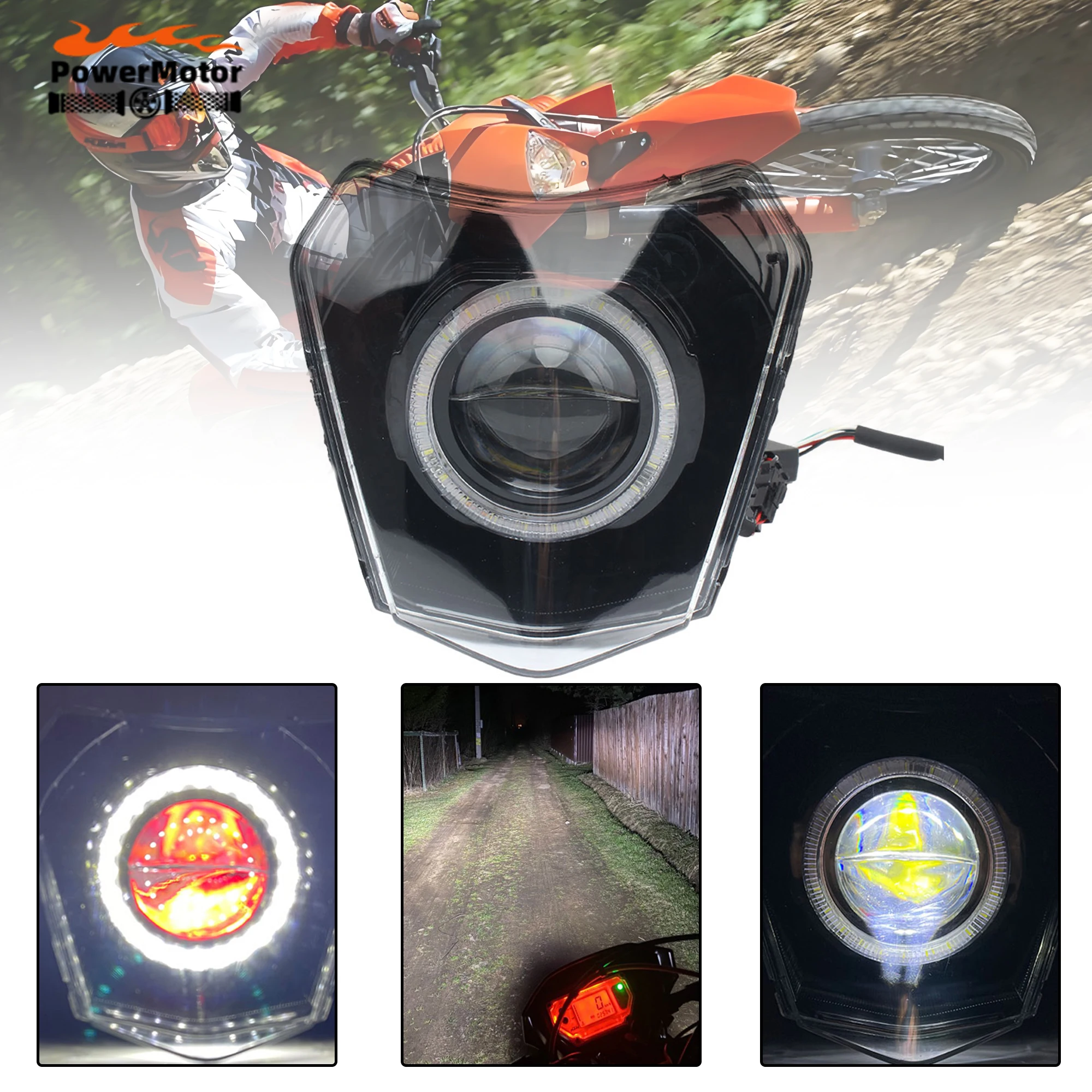 

Enduro Motorcycle LED Headlight for KTM EXC XC SX SXF EXCF 125 To 500 Angel Eyes Led motorcycle Spotlights Dirt Bike Accessories