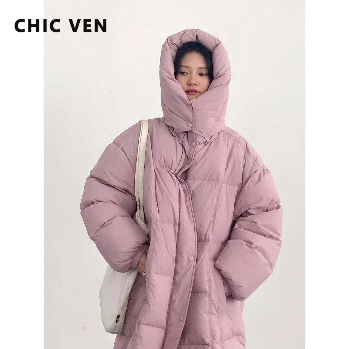 CHIC VEN-Doudoune Longue à Capuche en Duvet de Canard Blanc pour Femme, Veste Chaude et Décontractée, JXJackets d'Hiver, 90