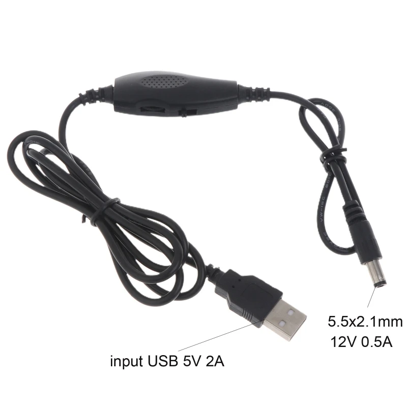 USB to 5.5x2.1mm 12V 0.5A Brightness Speed Control Cable with ON OFF for Speakers/Router/Fan/LED Strip Light