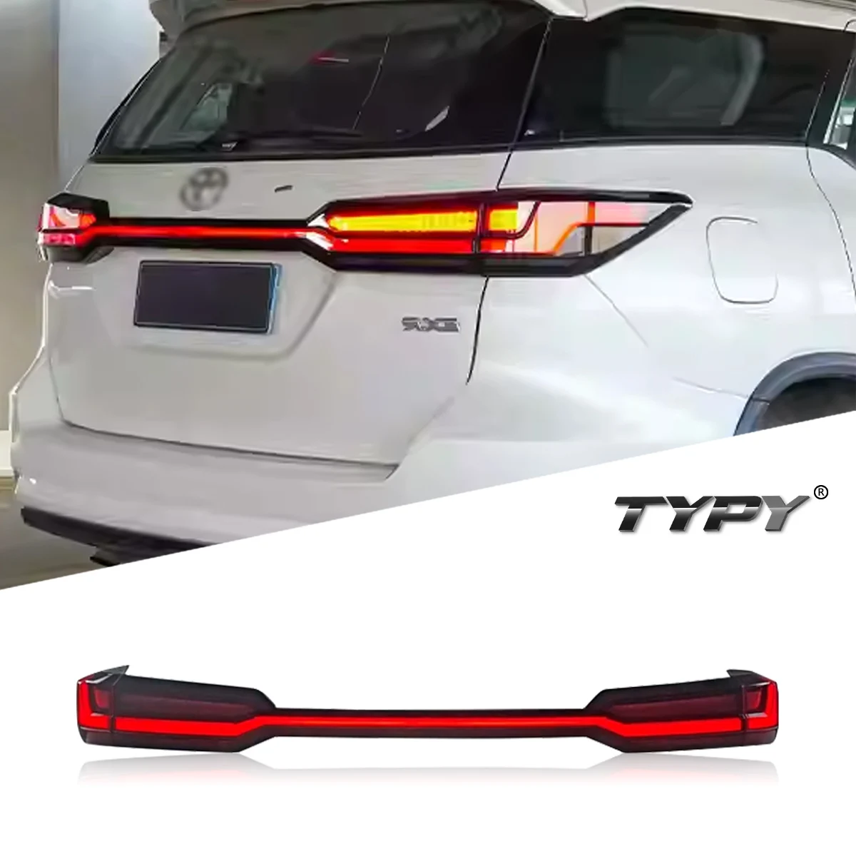

TYPY автомобиль для Toyota Fortuner 2016-2023, обновленный задний фонарь, модифицированный для нового DRL, динамический указатель поворота, светодиодный задний фонарь, автоаксессуары