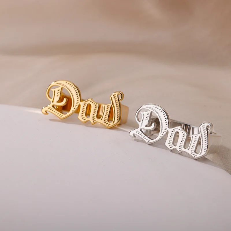 Letter Dad Mom Rings for Women Goth Gold Color Queen King Letters Ring Aesthetic Party Jewelry anillos Mother\'s Day Jewelry Gift