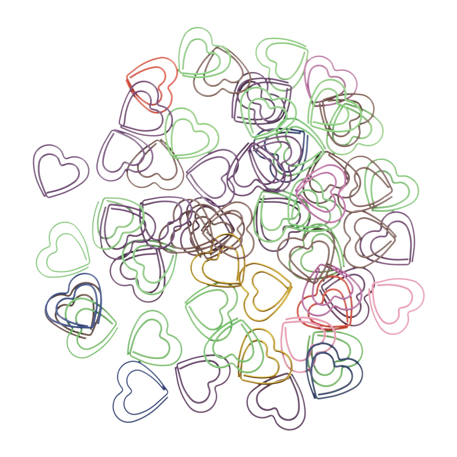 50 Pcs Love Paper Clip Metal Planner Heart-shaped Adorable School File Supply Decorative Clips