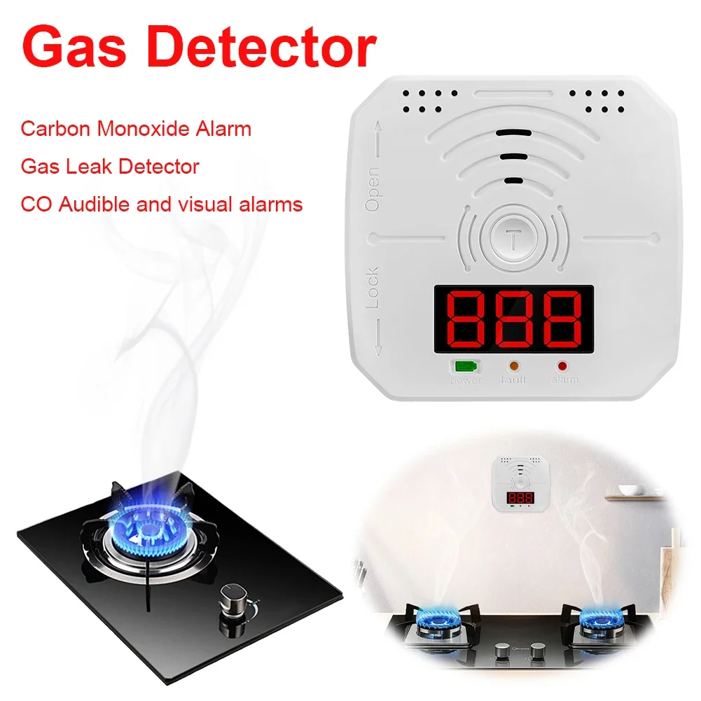 

Digital Carbon Monoxide Alarm Detector Battery Powered CO Leak Detector Sound Light Warning Mini CO Sensor Home Security Safety