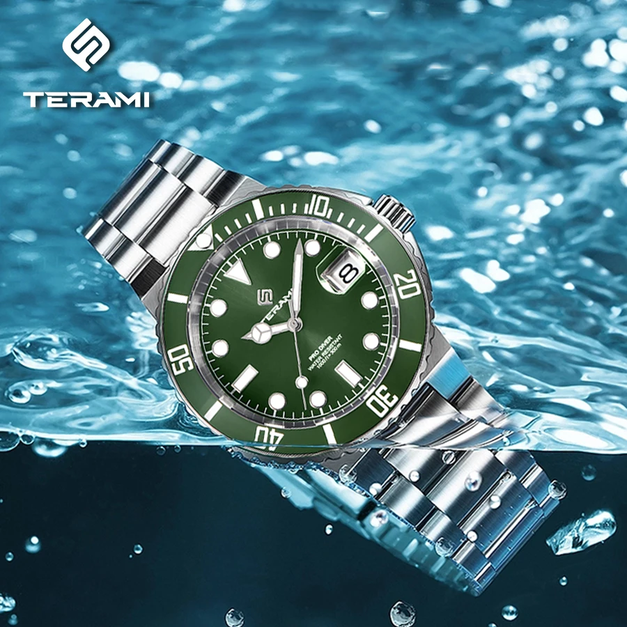 TERAMI Automatic Men Watch Ceramic Bezel Sapphire 30Bar NH35 316L Stainless Steel Bracelet 3C Lum Mechanical Watch For Men 2024