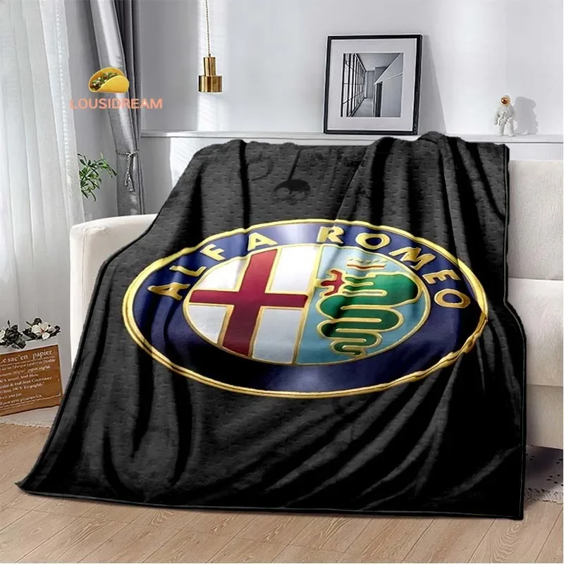 

Alfa Romeo Logo Printed Flannel Soft Warm Blanket Retro Blanket Bed Bedroom Living Room Sofa Travel Picnic Blanket Birthday Gift