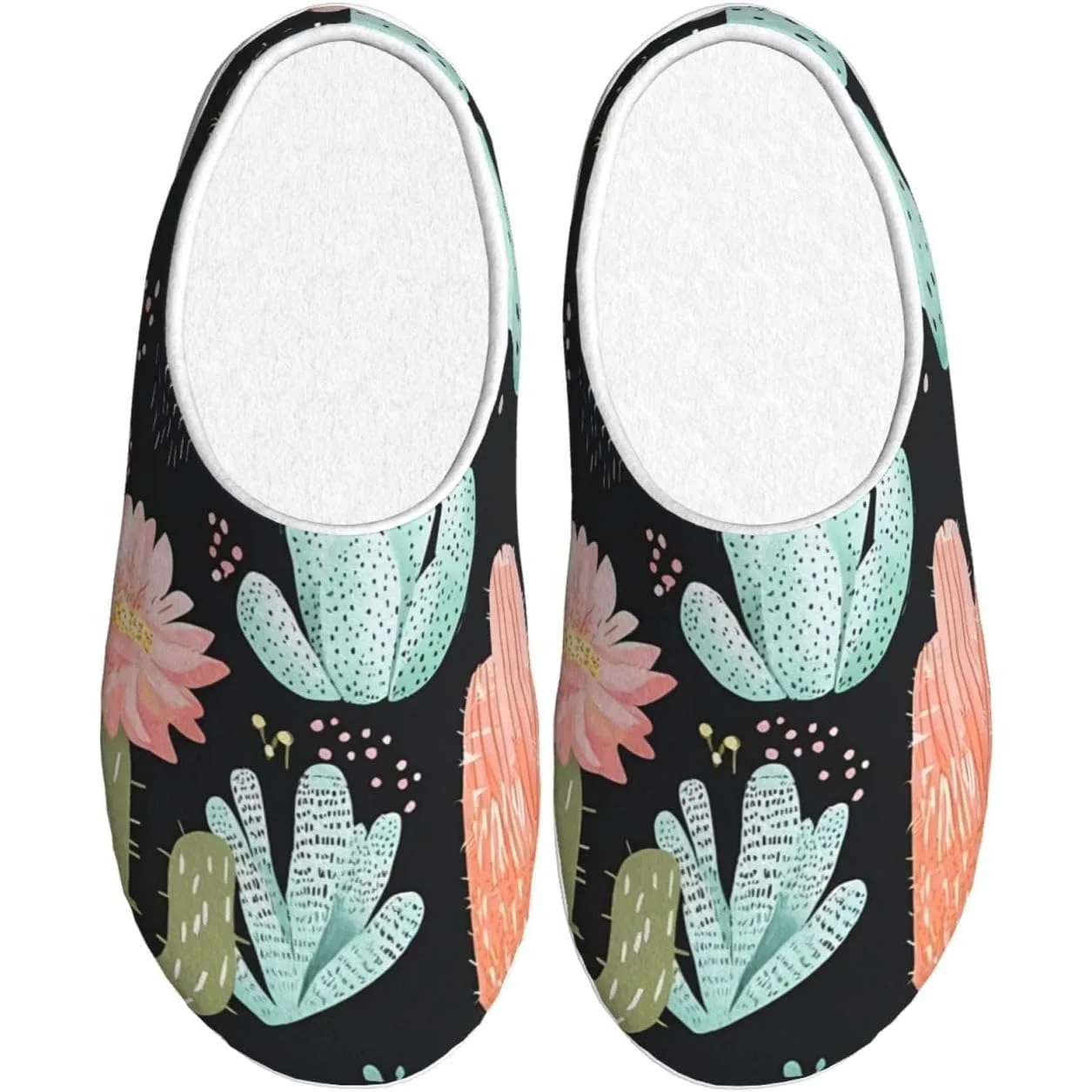 

Cute Cactus Women’s Cozy Slippers Soft Cotton Indoor & Outdoor House Slippers With Anti-Slip Sole