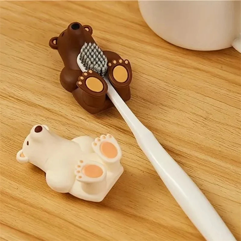 Cute Three-dimensional Bear Silicone Non-perforated Wall-mounted Toothbrush Holder Cute Suction Cup Toothbrush Holder