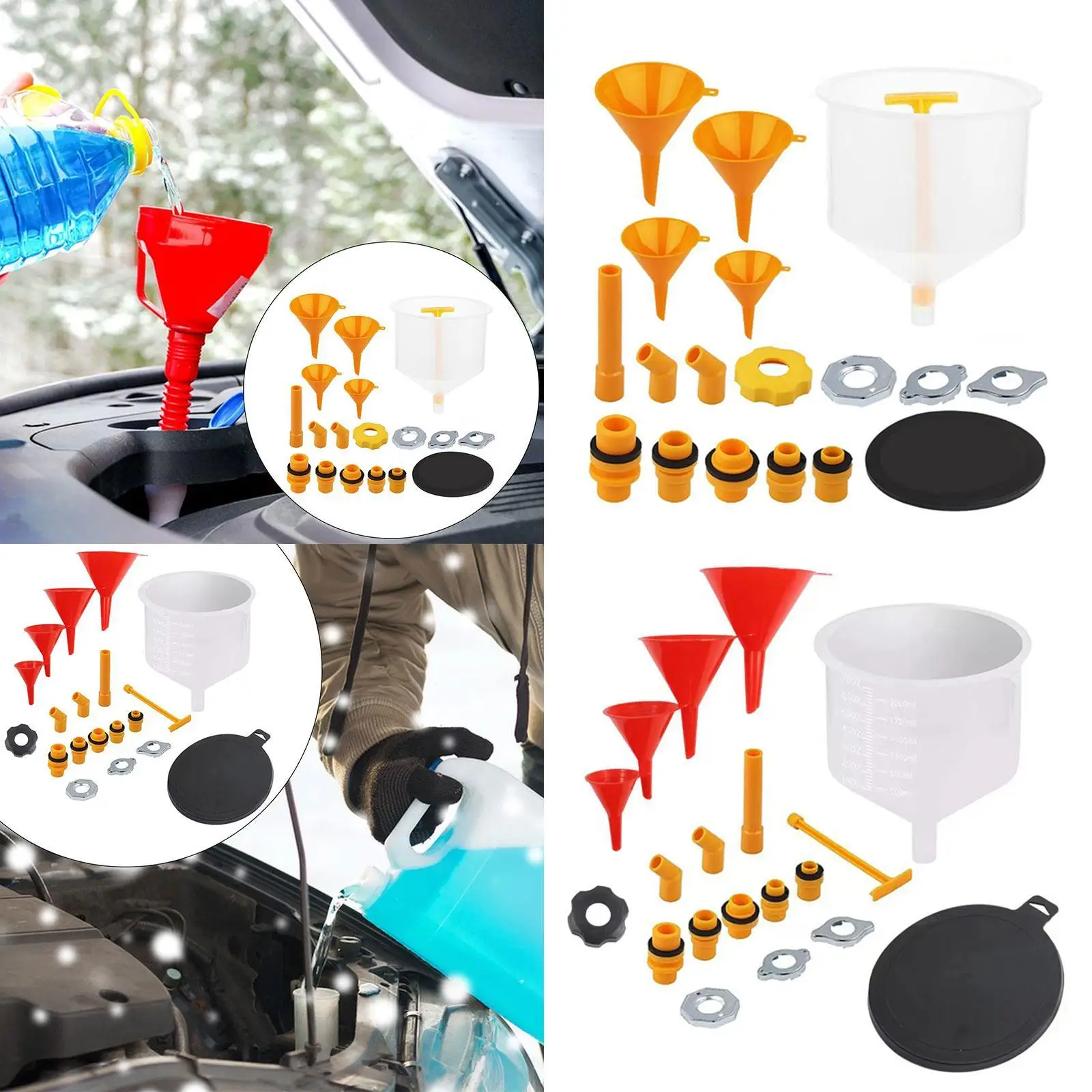 

19 Pieces Generic Nospill Coolant Funnel Kit Automobile Accessories Wear Resistant Spillproof Radiator Bleeder Kit with Adapters