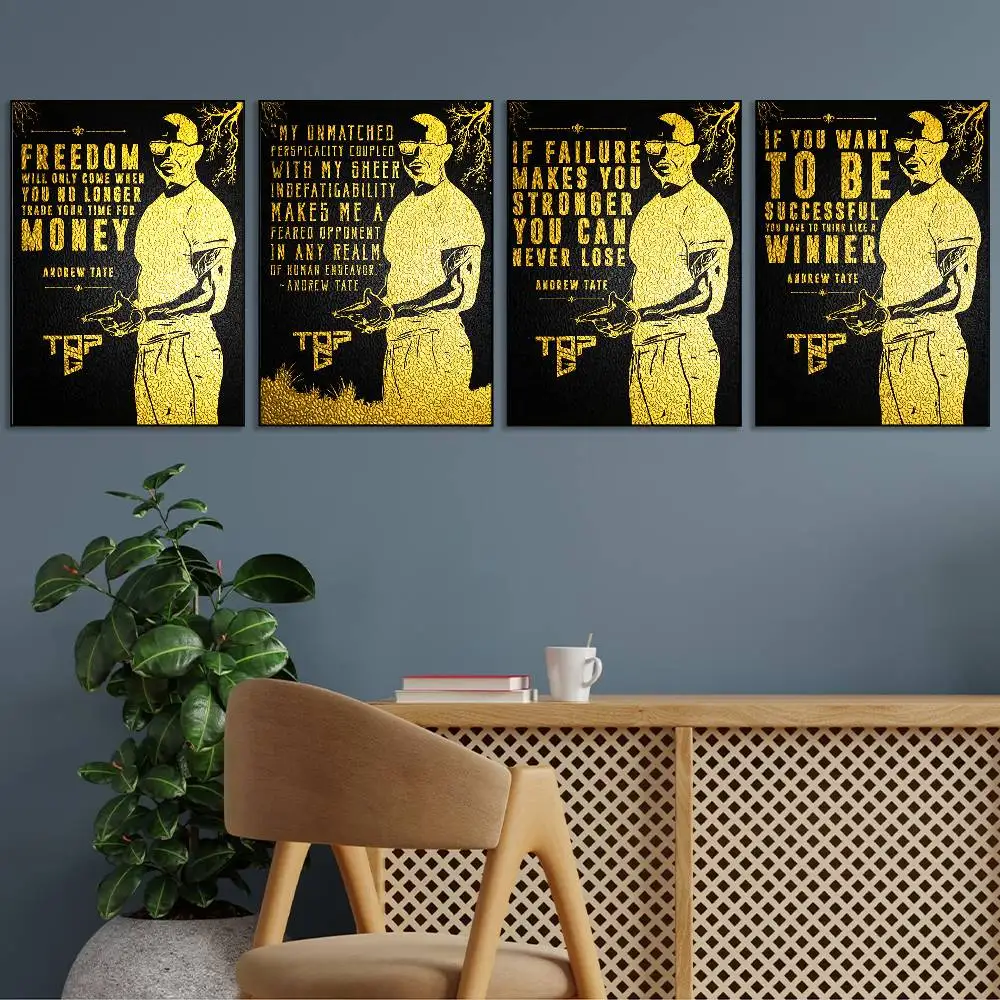 Andrew Tate Motivational Quotes Poster Gallery Prints Self Adhesive Home Decor Decoration Wall Decals Living Room Sticker