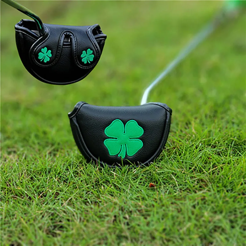 1 pz Manget Golf Putter Cover PU Leather Blade Mallet Golf Mid Mallet Putter Club Head Cover Four Leaf and Skull Star Pattern